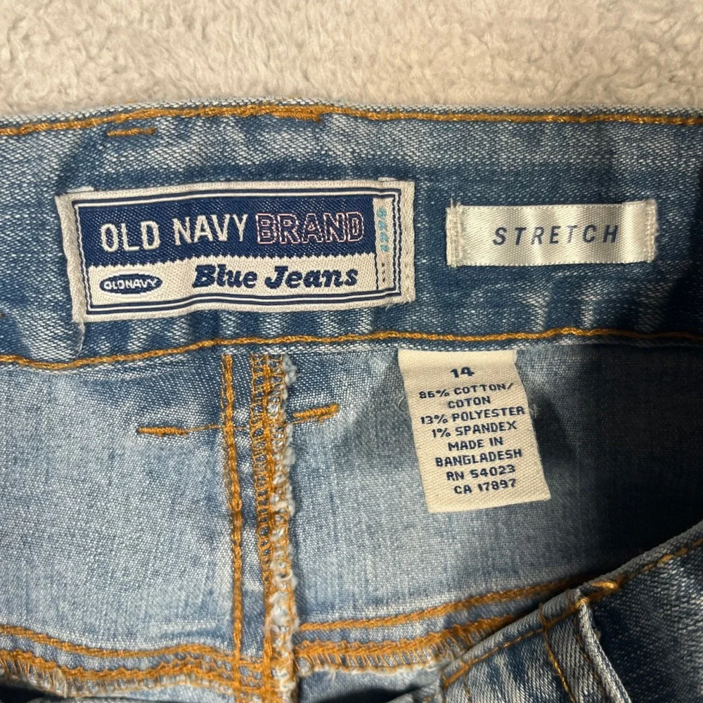 Vintage Y2K Old Navy Blue Jeans Capri Stretch Denim Girl's Size 14 2002 Wide Leg